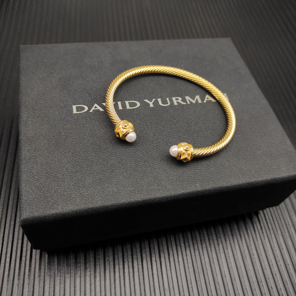 David Yurman Gold 4mm Diamond Pearl Bracelet - Picture 5 of 8